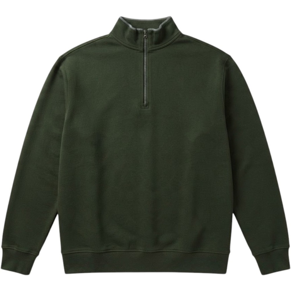 Orvis Quarter Zip Sweatshirt XXL Green Cotton Blend Fleece Pullover Mock Neck